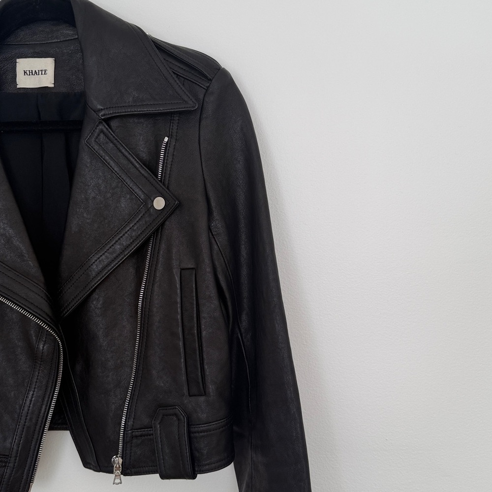 Khaite Black Leather Moto Jacket Size 2 - Picture 4 of 9